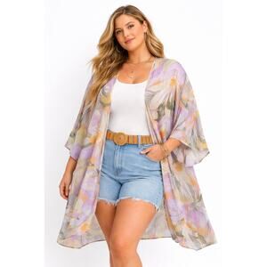 Live 4 Truth Floral Kimono Cardigan Women 3X Lightweight Boho Open Front Duster